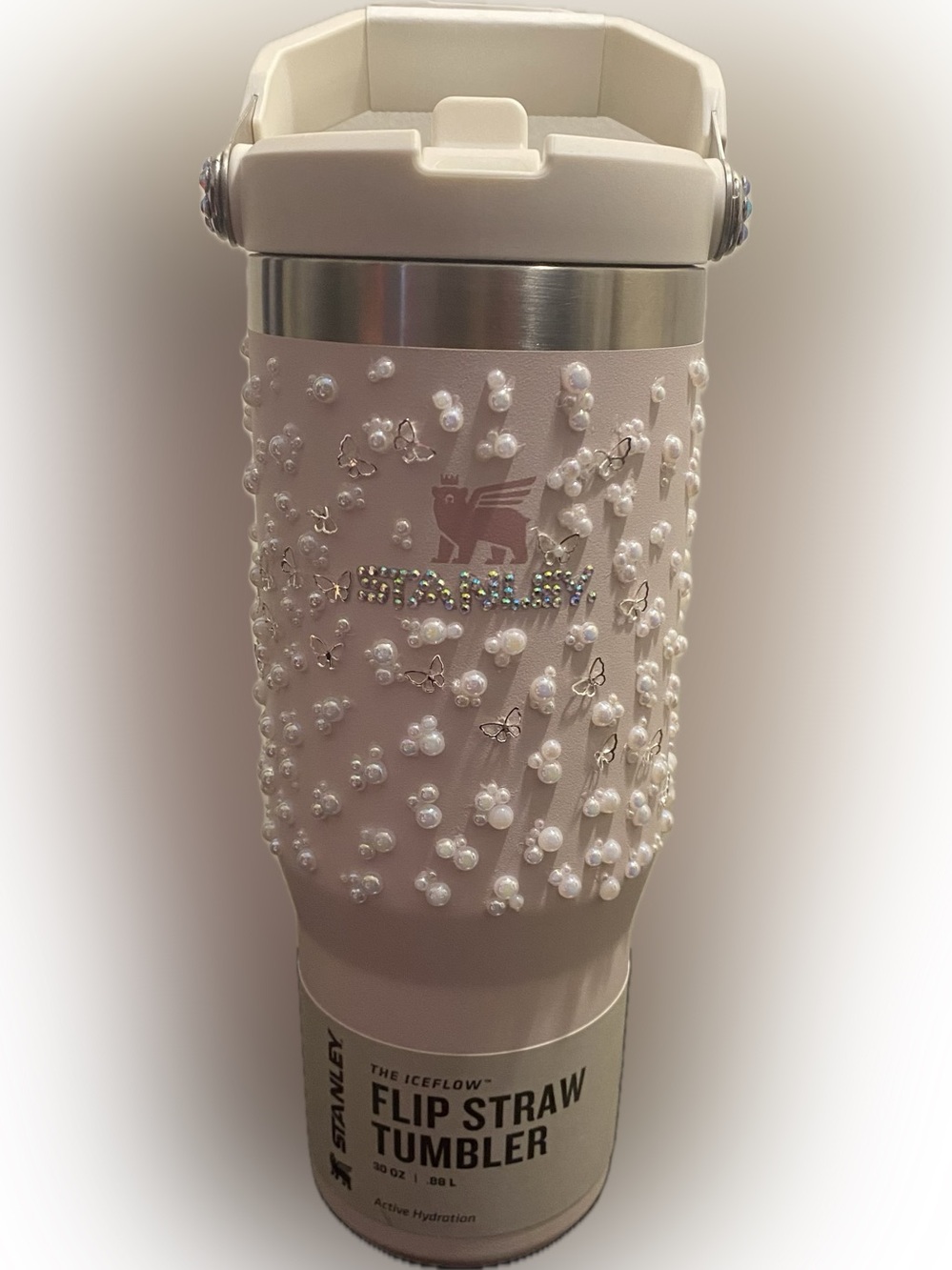 Hand Jeweled STANLEY Flip Straw Tumbler w/ Butterfly Accents